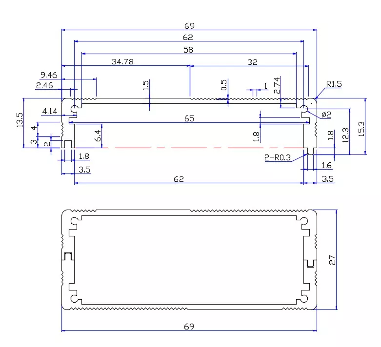 69×27mm Aluminum Medical Power Supply and Controller Enclosure